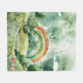 Aquarell-Grüntöne-Regenbogen Fleecedecke (Vorderseite (Horizontal))