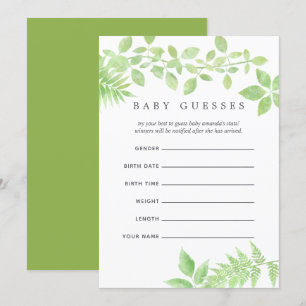 Aquarell-Grünzeug-Baby-Party-Baby-Vorhersagen Einladung