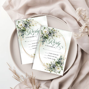 Aquarell-Grünzeug Dusty Green Botanische Hochzeit  RSVP Karte