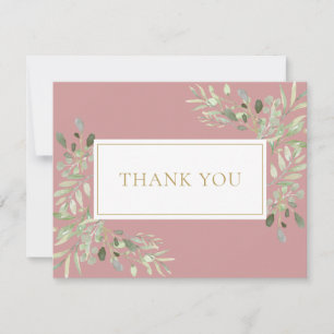Aquarell Grünzeug Dusty Rose Gold Geschäft Dankeskarte