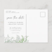 Aquarell Grünzeug Farn Rustikal Datum speichern Fo Postkarte (Rückseite)