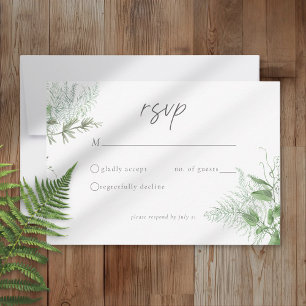 Aquarell-Grünzeug-Farn-Rustikale-Hochzeit RSVP Karte