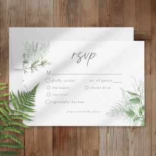 Aquarell-Grünzeug-Farn-Rustikale-Hochzeit RSVP Karte