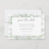 Aquarell-Grünzeug-Farn-Rustikale-Hochzeit Save The Date (Vorderseite)