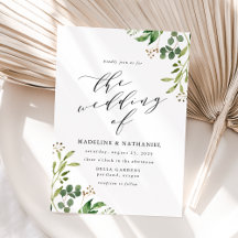 Aquarell-Grünzeug-Kalligrafie-Hochzeit