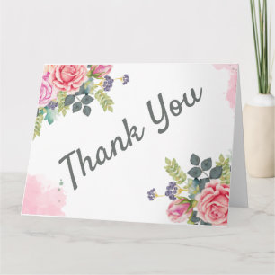 Aquarell Grünzeug Rosa Blumen Karte