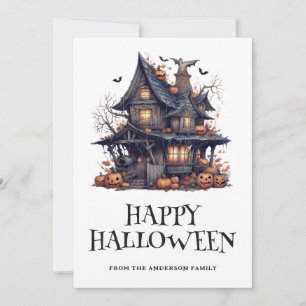 Aquarell Gruselige Fröhliche Halloweenkarte Feiertagskarte