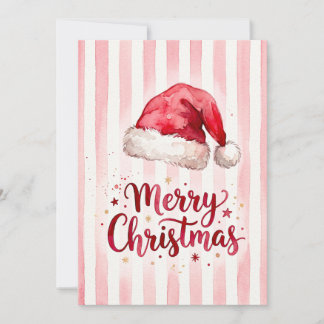 Aquarell-Grußkarte mit Santa-Hut Feiertagskarte