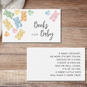 Aquarell-Gummibärchen-Baby-Shower-Bücher für Baby Begleitkarte