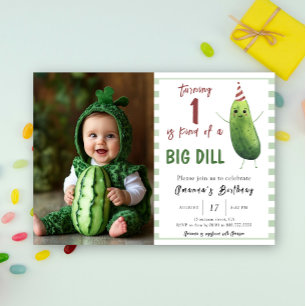 Aquarell-Gurke Big Dill Erster Geburtstag  Einladung