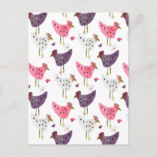 Aquarell-Hahn-Blumenmuster Postkarte (Vorderseite)