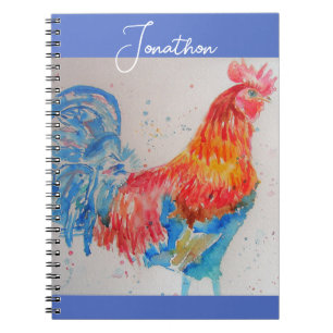 Aquarell-Hahn-Huhn-Kinder-Jungen-Notizbuch Notizblock