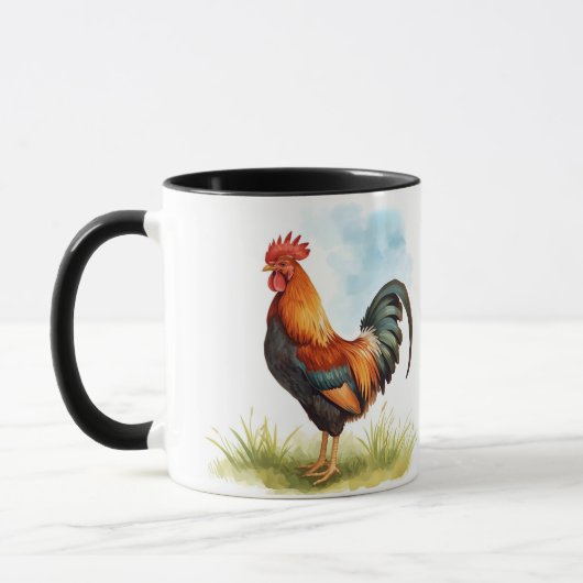 Aquarell Hahn Tasse (Links)