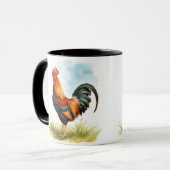 Aquarell Hahn Tasse (Vorderseite Links)