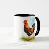 Aquarell Hahn Tasse (VorderseiteRechts)