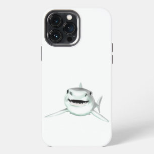 Aquarell-Hai lächelnd grauer grüner Ozean-Tier iPhone 13 Pro Max Hülle
