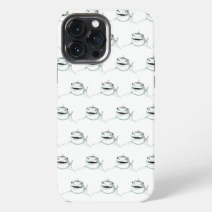Aquarell-Hai lächelnd grauer grüner Ozean-Tier  iPhone 13 Pro Max Hülle
