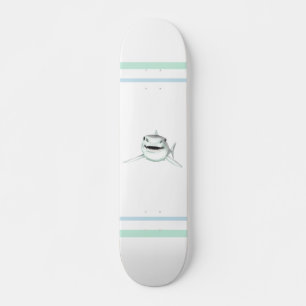 Aquarell-Hai lächelnd grauer grüner Ozean-Tier  Skateboard