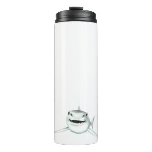 Aquarell-Hai lächelnd grauer grüner Ozean-Tier Thermosbecher