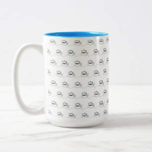 Aquarell-Hai lächelnd grauer grüner Ozean-Tier Zweifarbige Tasse