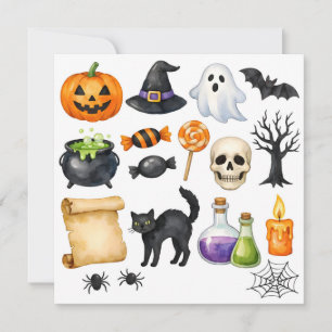 Aquarell-Halloween-Collage Feiertagskarte
