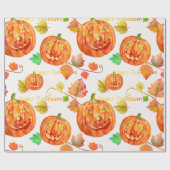 Aquarell-Halloween-Kürbis-Packpapier Geschenkpapier (Flach)
