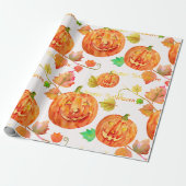 Aquarell-Halloween-Kürbis-Packpapier Geschenkpapier (Ungerollt)