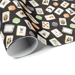 Aquarell-Halloween-Mahjong-Kacheln Geschenkpapier