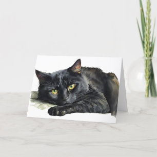 Aquarell Halloween schwarze Katze Feiertagskarte