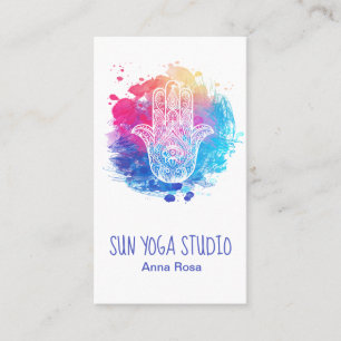 *~* Aquarell Hamsa Handyoga heilig Visitenkarte