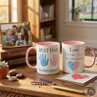 Aquarell-Handabdruck-Bester-Vater-aller-Zeiten-Süß Tasse