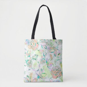 Aquarell-Handbemalte Rosen Tasche