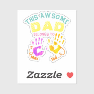 Aquarell Handgedrucktes Vater Papa Sohn Kind Gesch Aufkleber