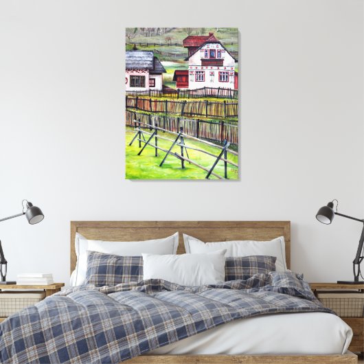 Aquarell Handgemalt Siebenbürgen, Rumänien Leinwanddruck (Insitu (Schlafzimmer))