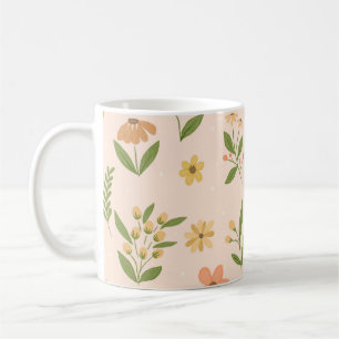 Aquarell-Handgemalte Farbenfrohe Botanische Nahtlo Kaffeetasse