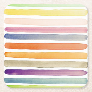 Aquarell-Handpinselstriche, Banner. Rechteckiger Pappuntersetzer
