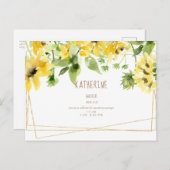 Aquarell Hängend Sonnenblumen Brautparty Invi Einladungspostkarte (Vorne/Hinten)