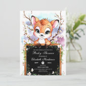 Aquarell Happy Deer Baby Dusche Einladung (Stehend Vorderseite)