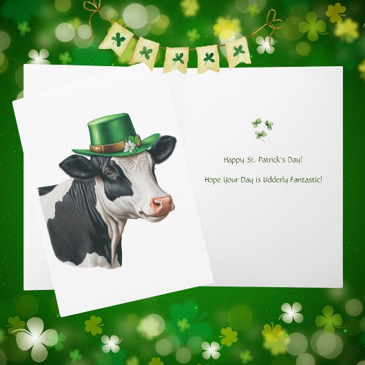 Aquarell Happy St. Patrick's Day Funny Cow Karte