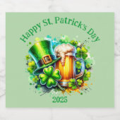 Aquarell Happy St. Patrick's Day Party Accessoire Bierflaschenetikett (Einzelnes Label)