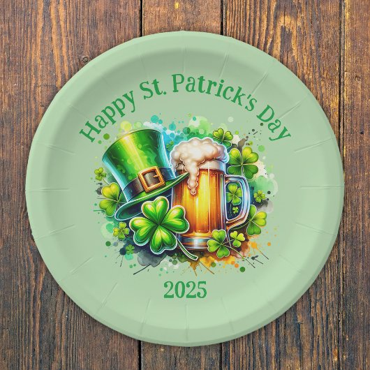Aquarell Happy St. Patrick's Day Party Accessoire Pappteller