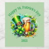 Aquarell Happy St. Patrick's Day Party Accessoire Weinetikett (Einzelnes Label)