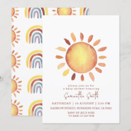 Aquarell Happy Yellow Sunshine Baby Dusche Einladung
