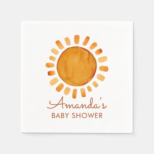 Aquarell Happy Yellow Sunshine Baby Dusche Serviette (Vorderseite)