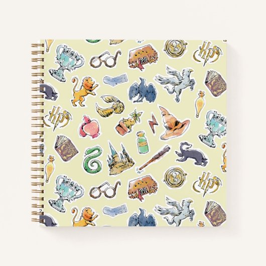 Aquarell-Harry-Potter-Symbole Notizblock (Vorderseite)