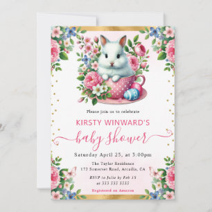 Aquarell-Hase Frühlingsblumen Babyparty Einladung