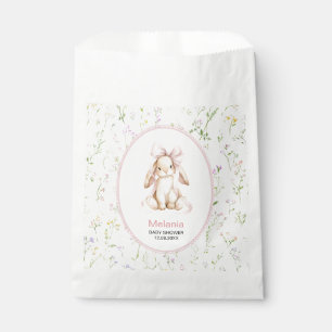 Aquarell-Hase Grandmillennial-Schleife rosa Ba Geschenktütchen