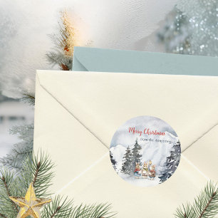 Aquarell-Hasen Carolers Cottagecore Runder Aufkleber