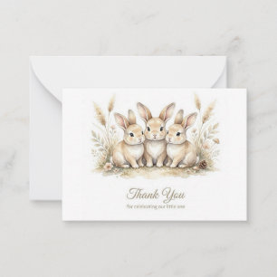 Aquarell-Hasen-Dankeskarten, Wald-Baby-Shower Mitteilungskarte