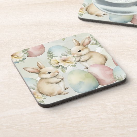 Aquarell-Hasen-Garten Getränkeuntersetzer (Linke Seite)